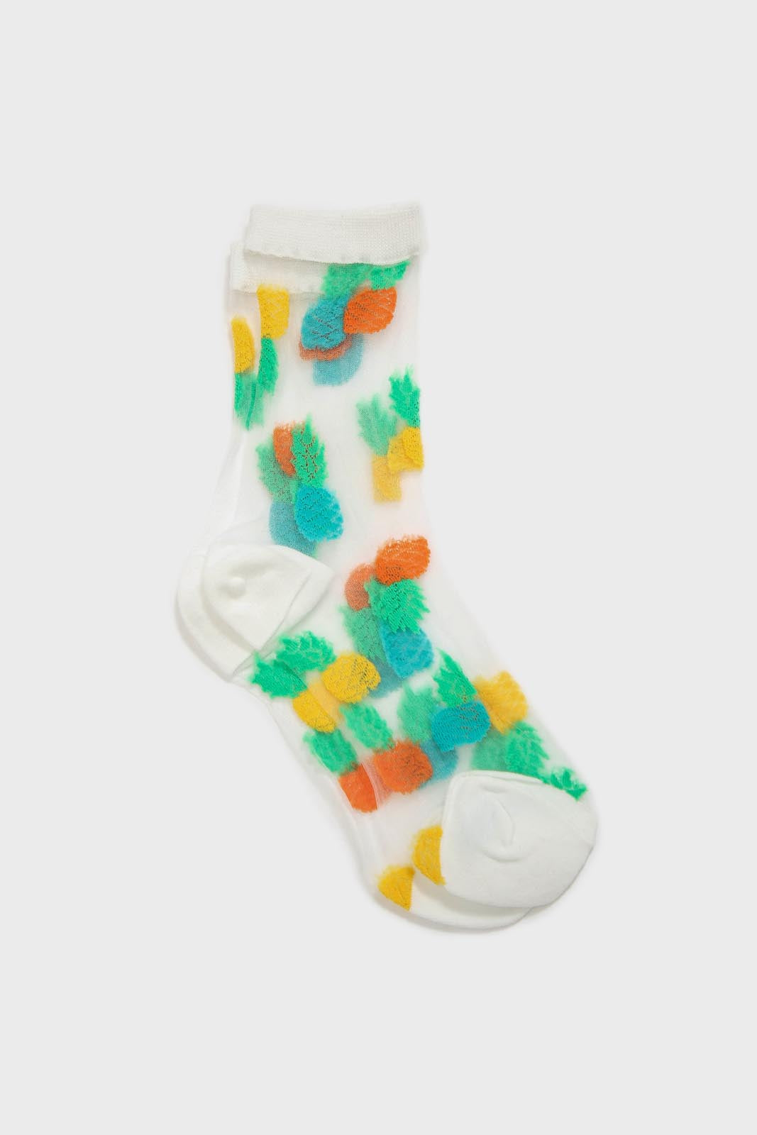 Tropical pineapple sheer socks_1