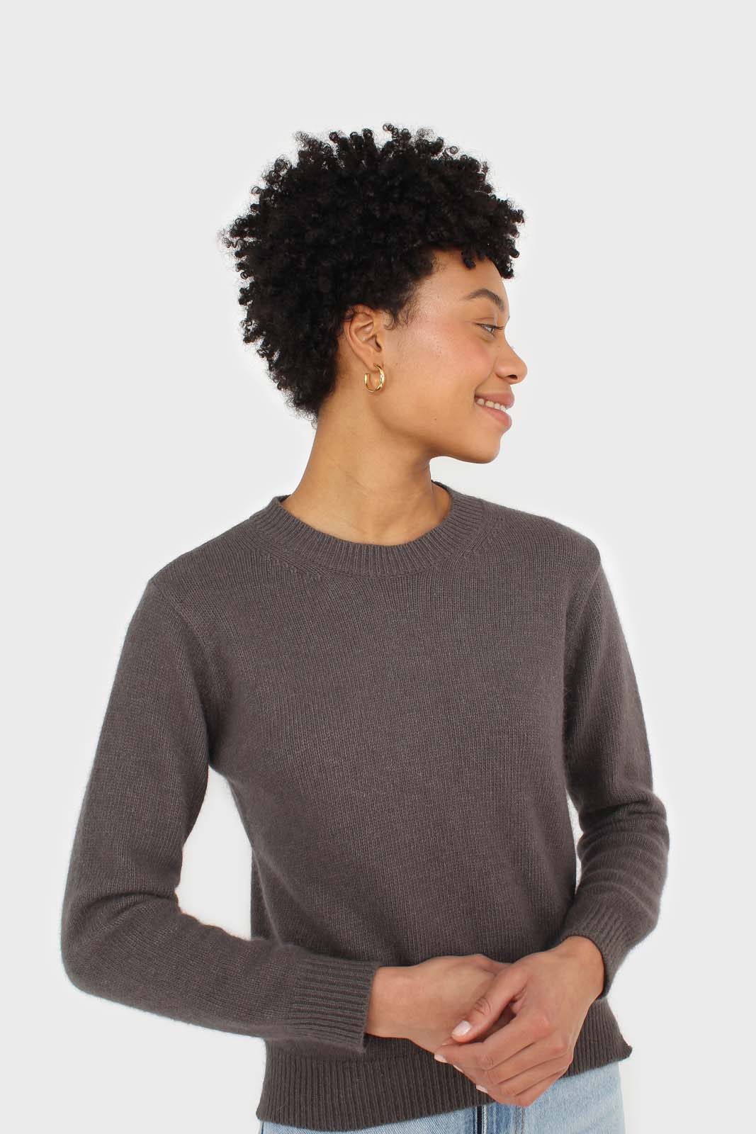 Charcoal grey angora crew neck jumper_4