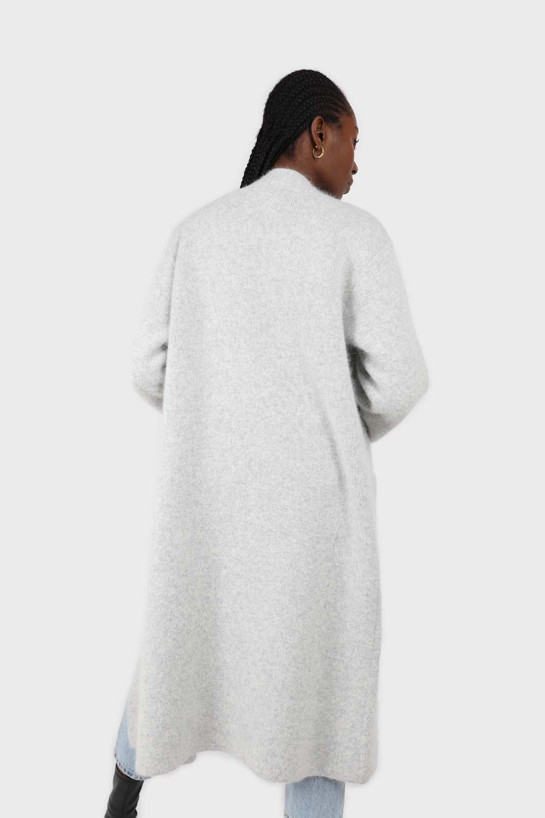 Pale grey thick angora sweater coat_2