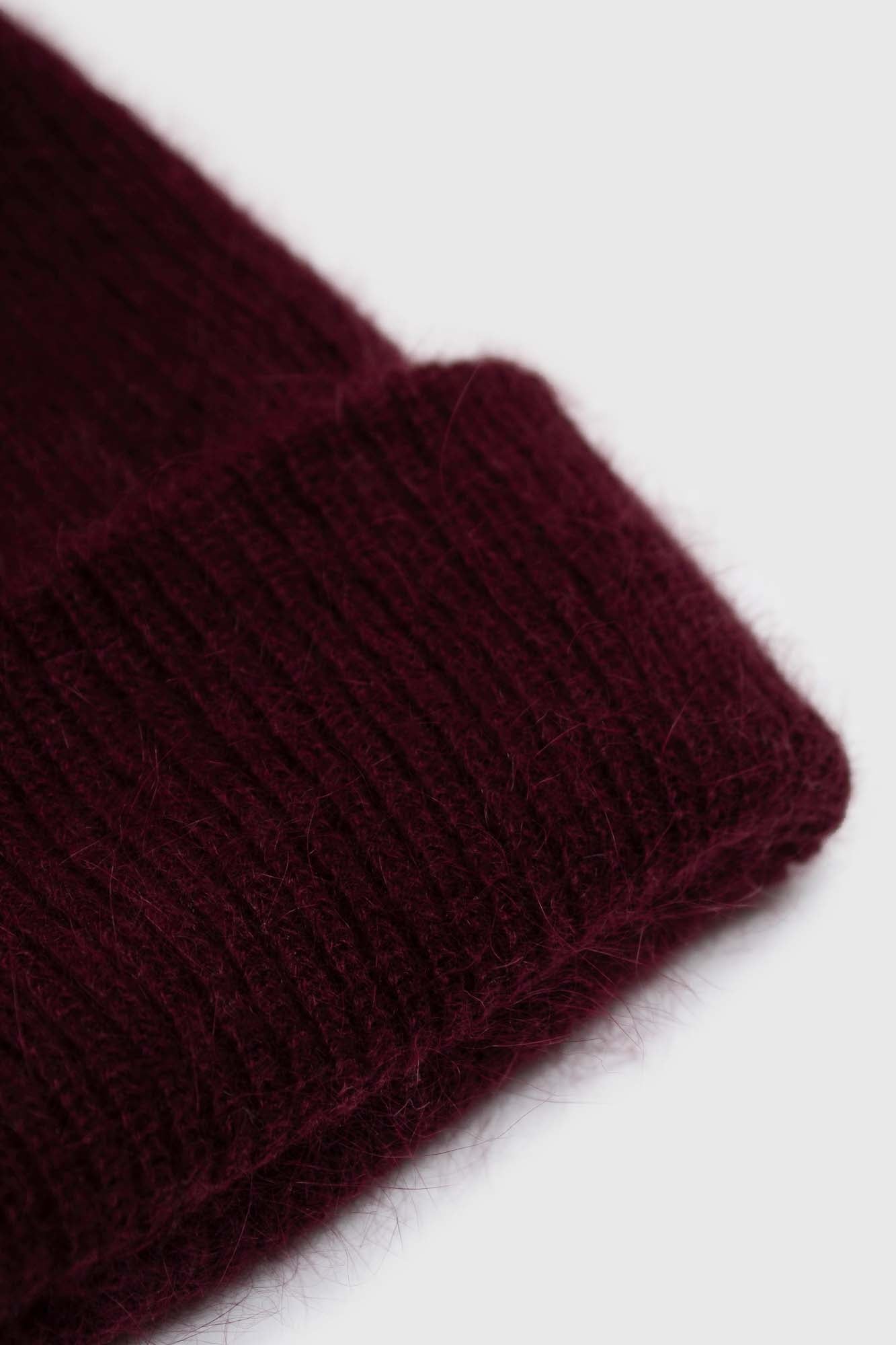 Burgundy mohair beanie hat_2