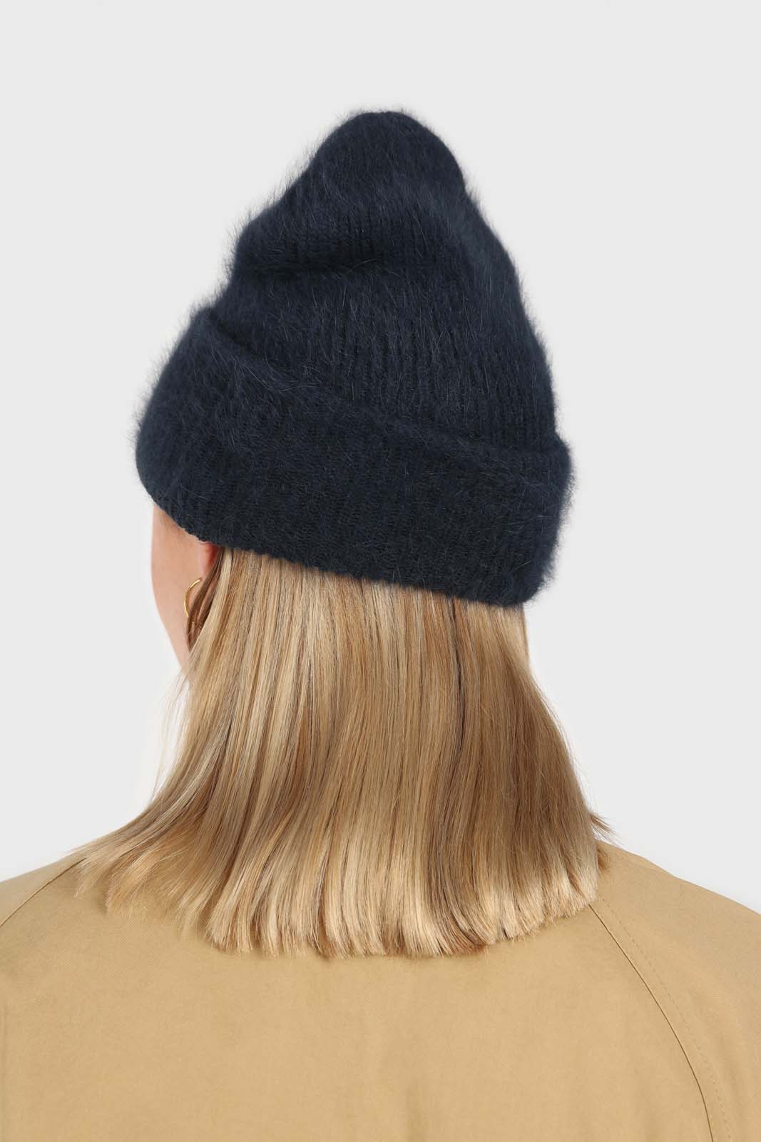 Deep blue mohair beanie hat_2