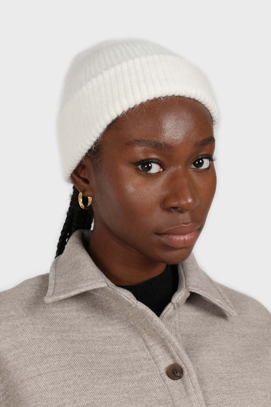 White mohair beanie hat_1