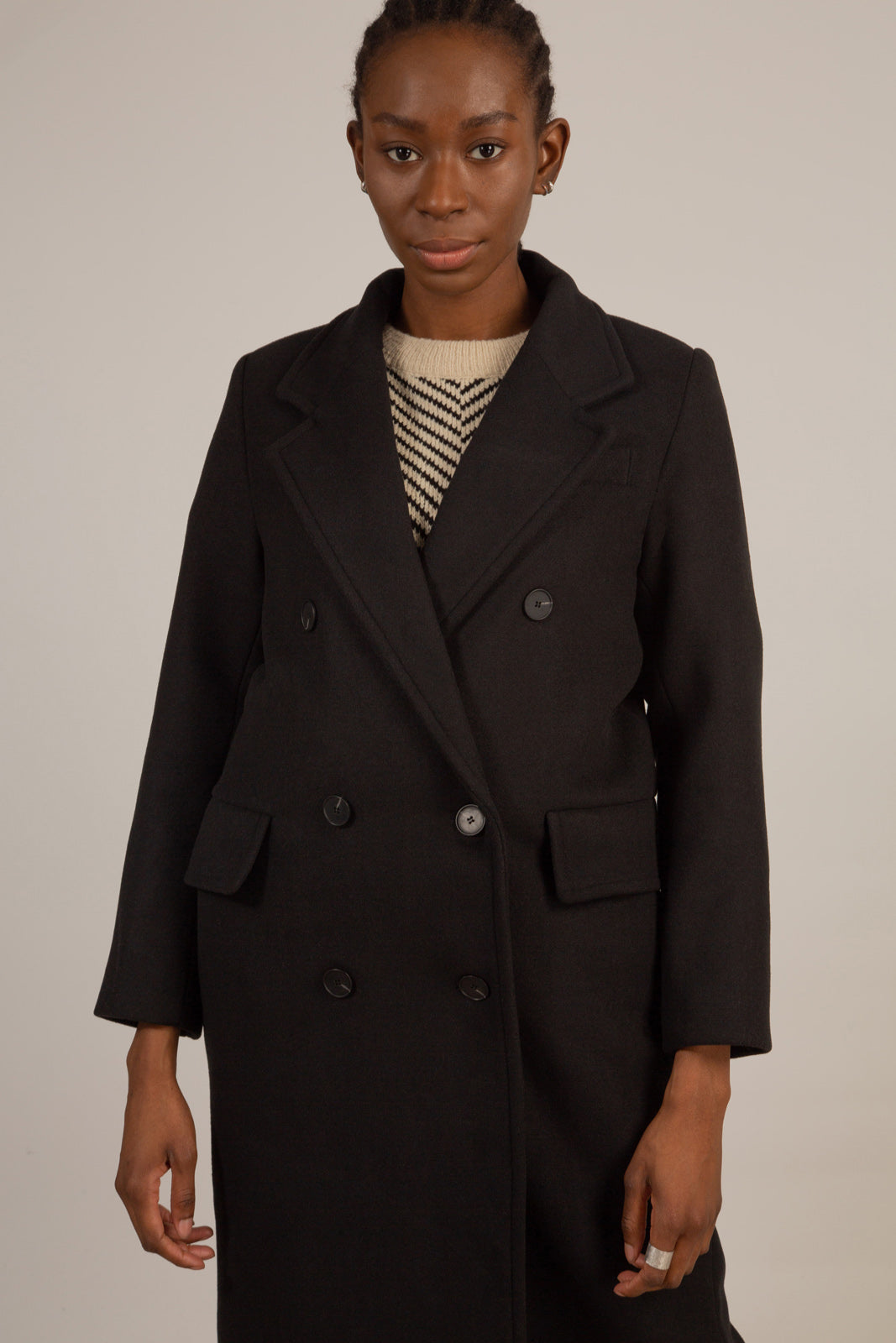 Black wool blend double breasted coat_2