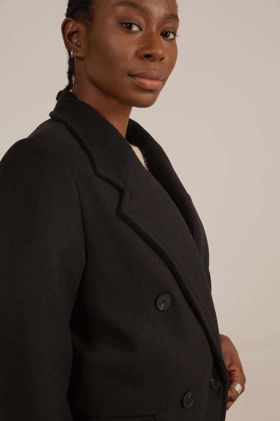 Black wool blend double breasted coat_10