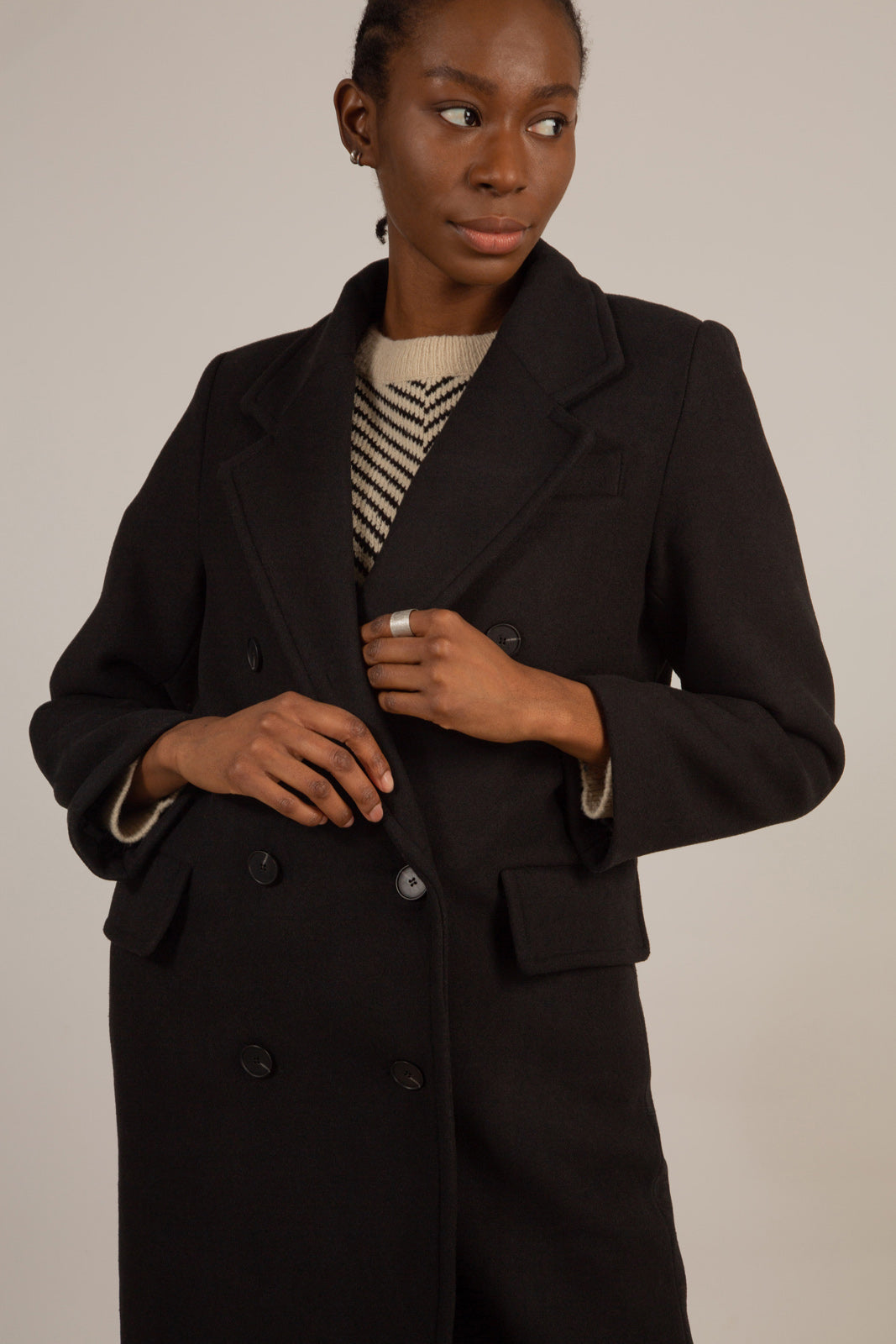 Black wool blend double breasted coat_12