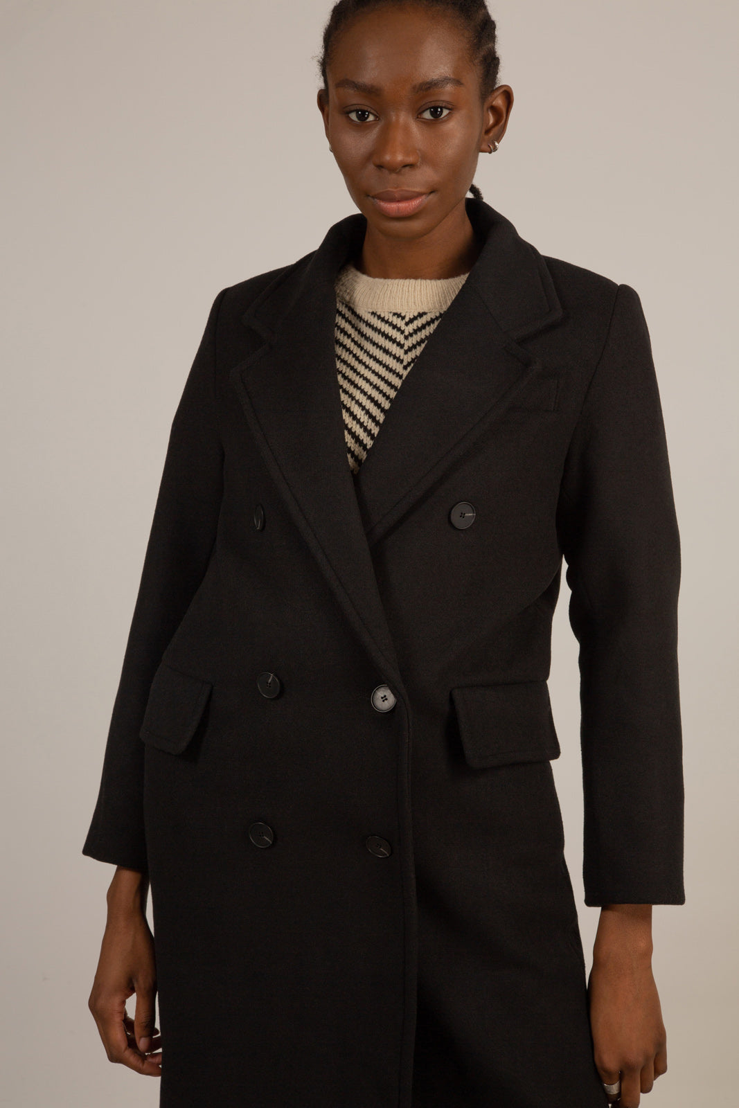Black wool blend double breasted coat_8