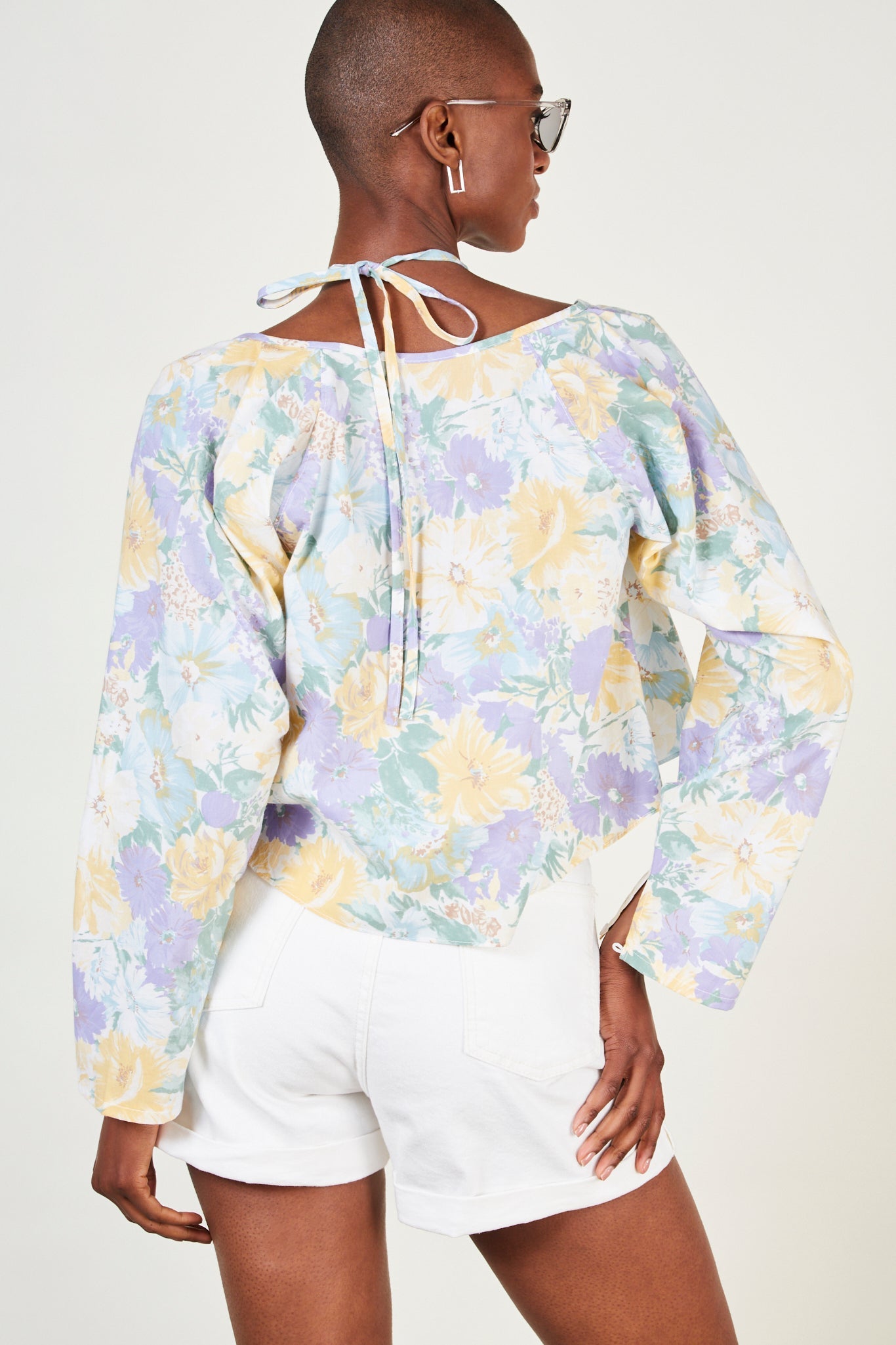 Green and lilac floral print blouse_4