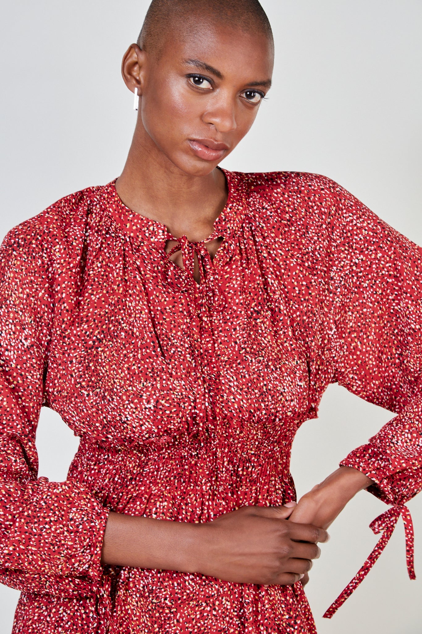 Red and white tiered peasant dress_4