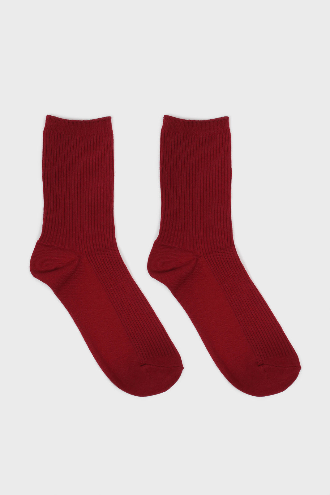Burgundy classic ribbed socks_4