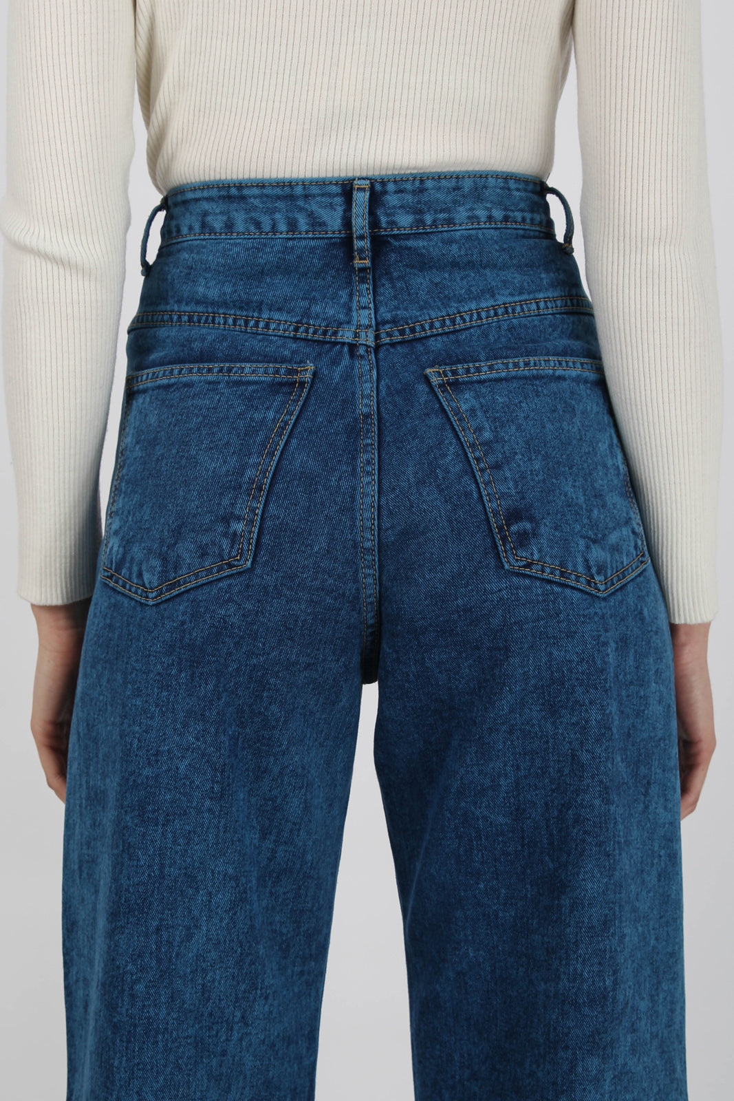 Deep blue stone wash wide leg jeans_6