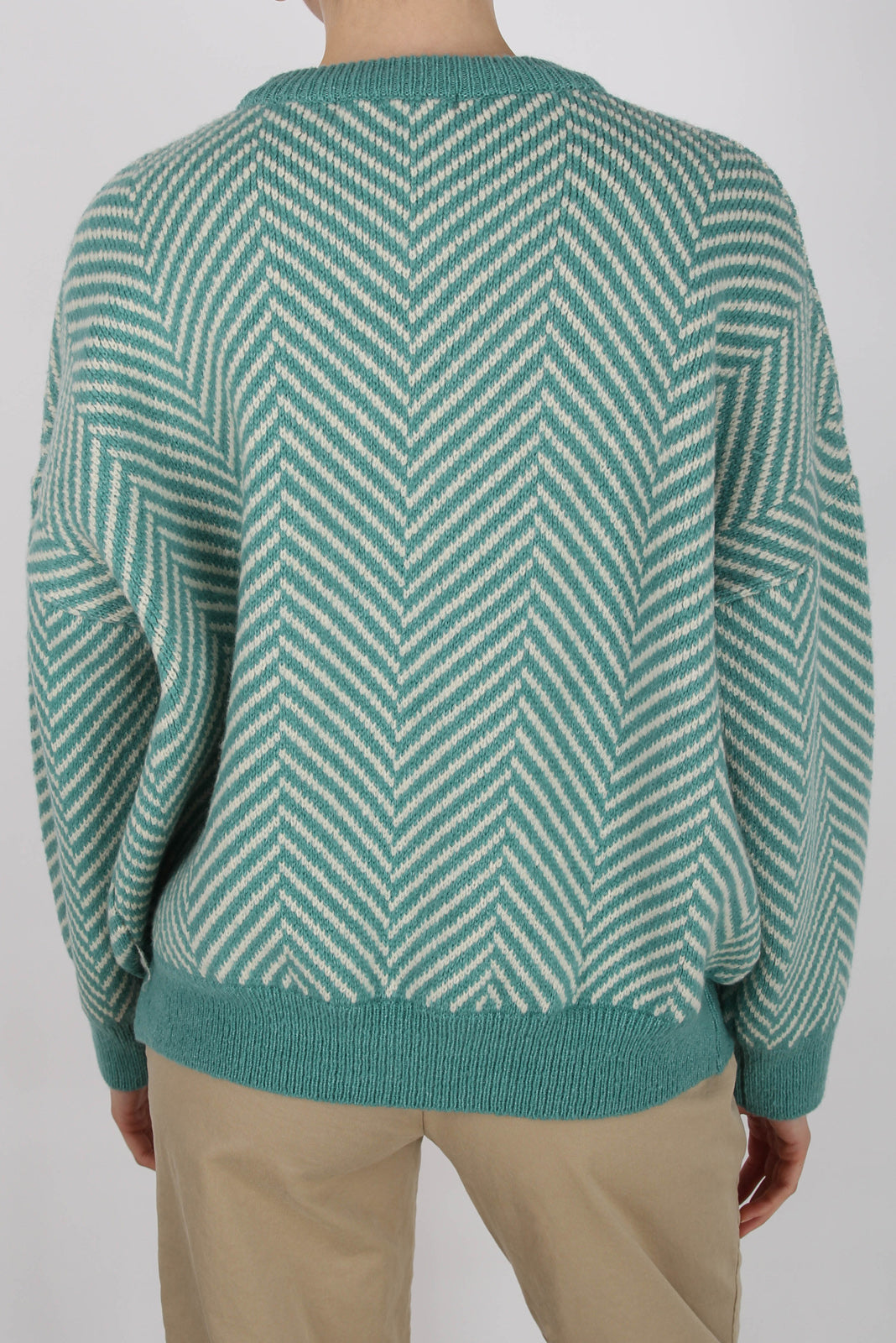 Aqua blue and ivory herringbone jumper_8