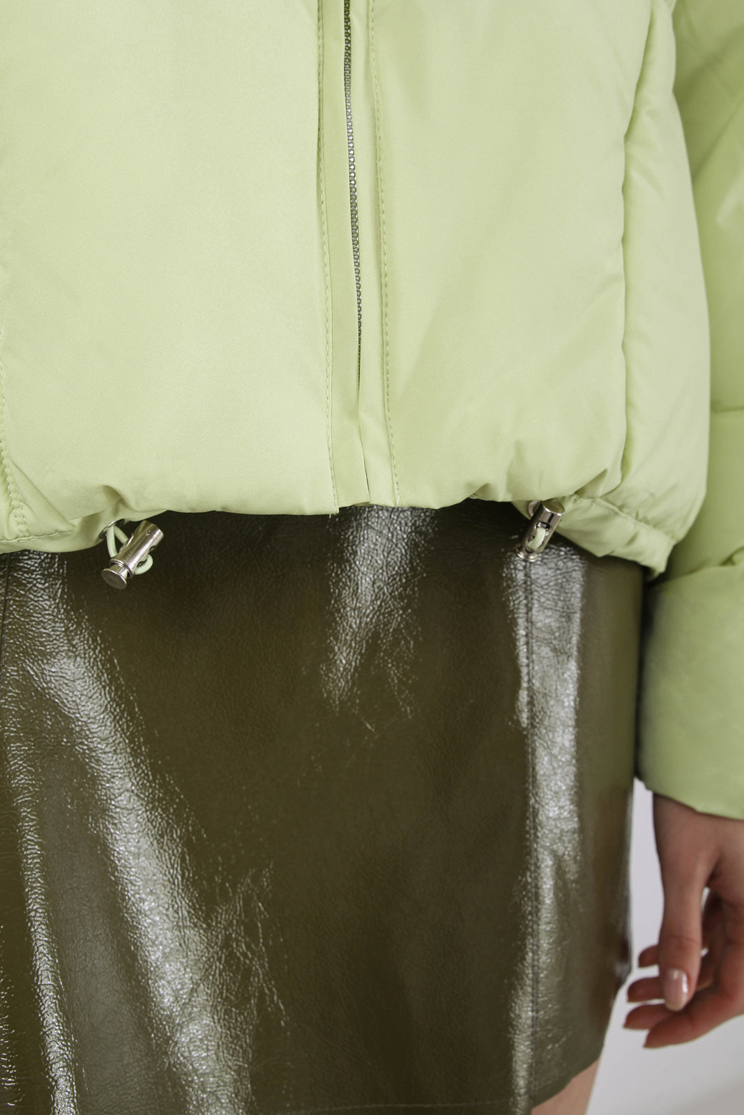 Lemon yellow thick hooded puffer jacket_9