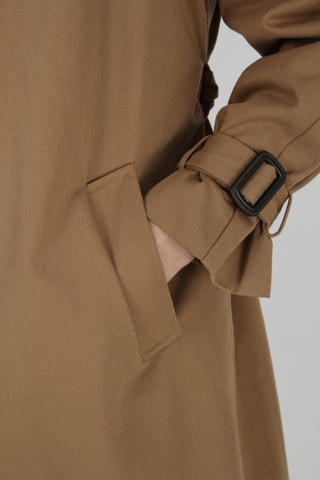 Brown faux fur collar lined trench coat_3