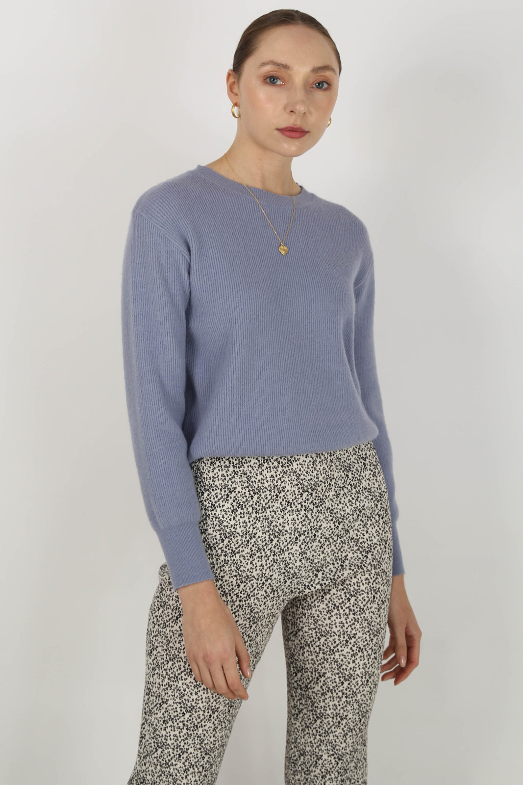 Pale blue ribbed crew neck jumper_4