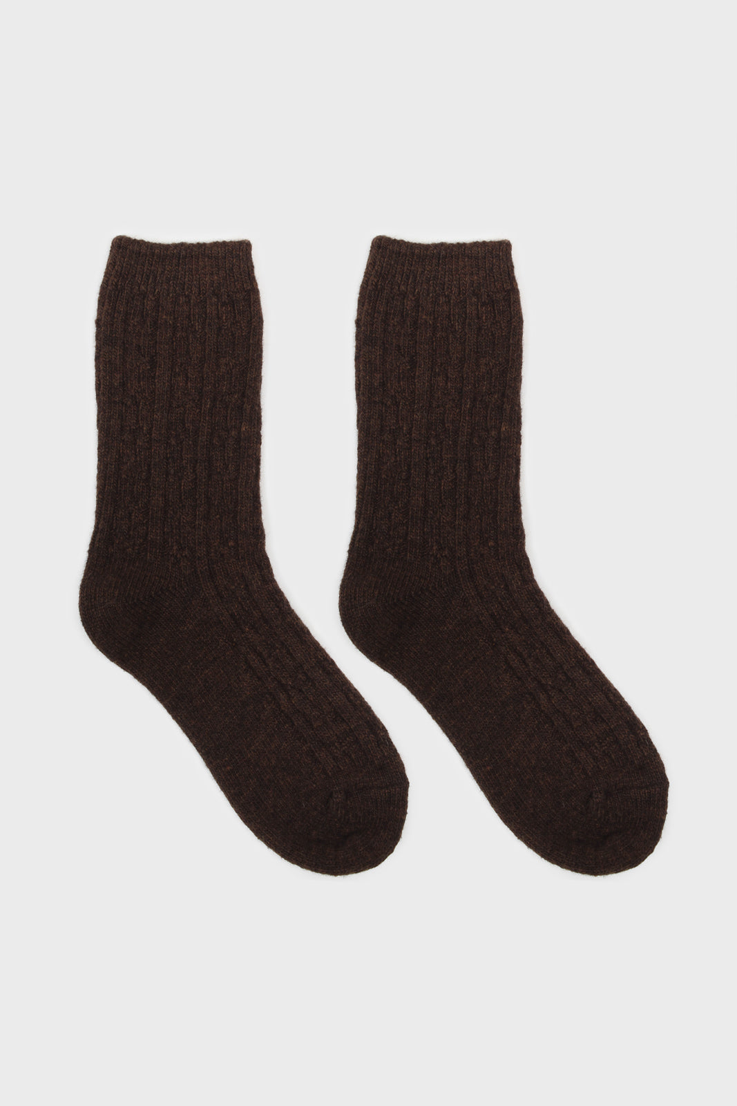 Brown wool blend cableknit socks_3