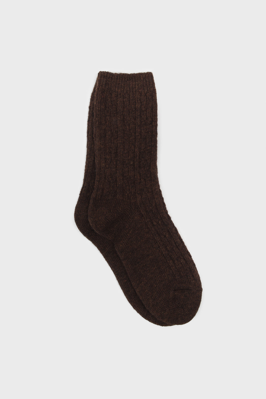 Brown wool blend cableknit socks_1