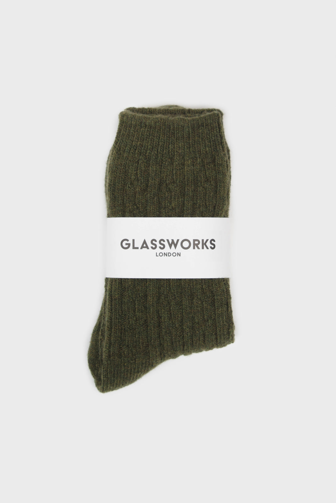 Khaki wool blend cableknit socks_4