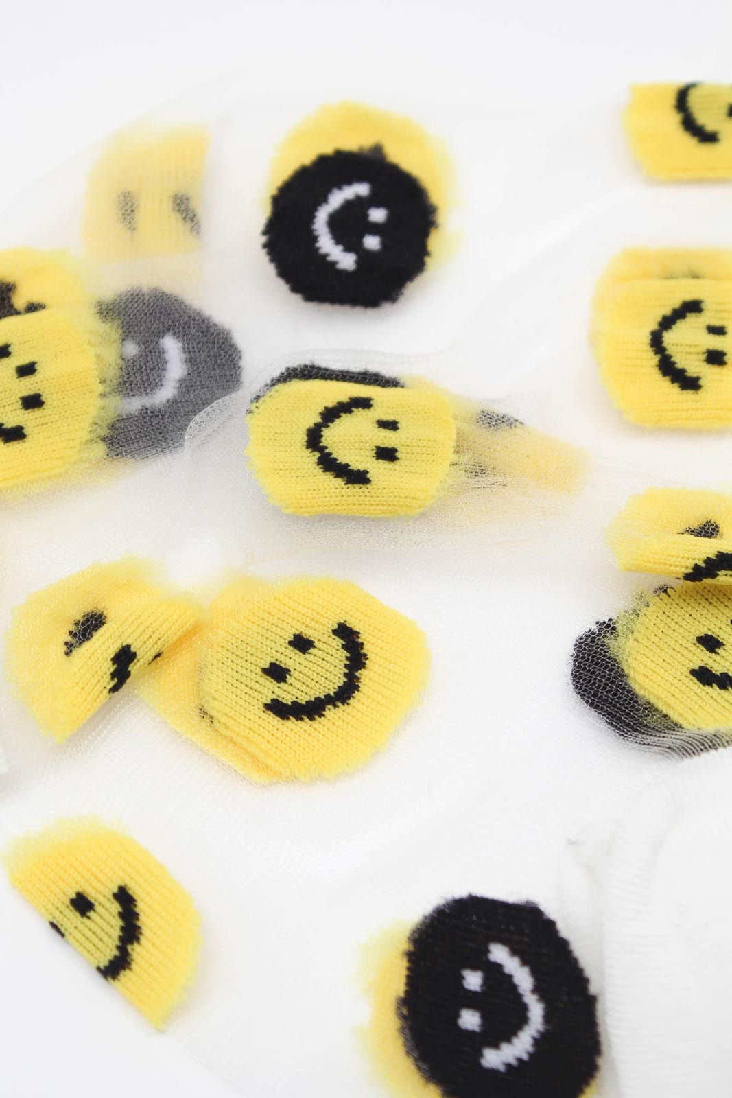 White yellow smiley face sheer socks_2