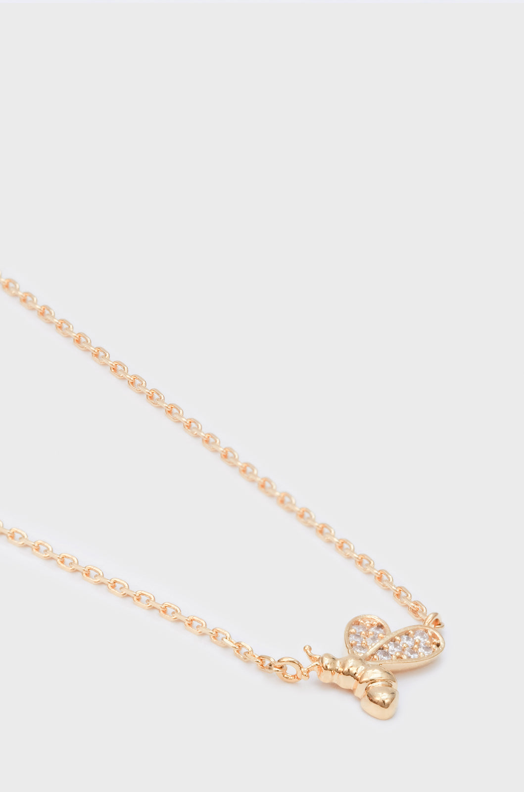 Gold charm necklace - diamante bumble bee_1