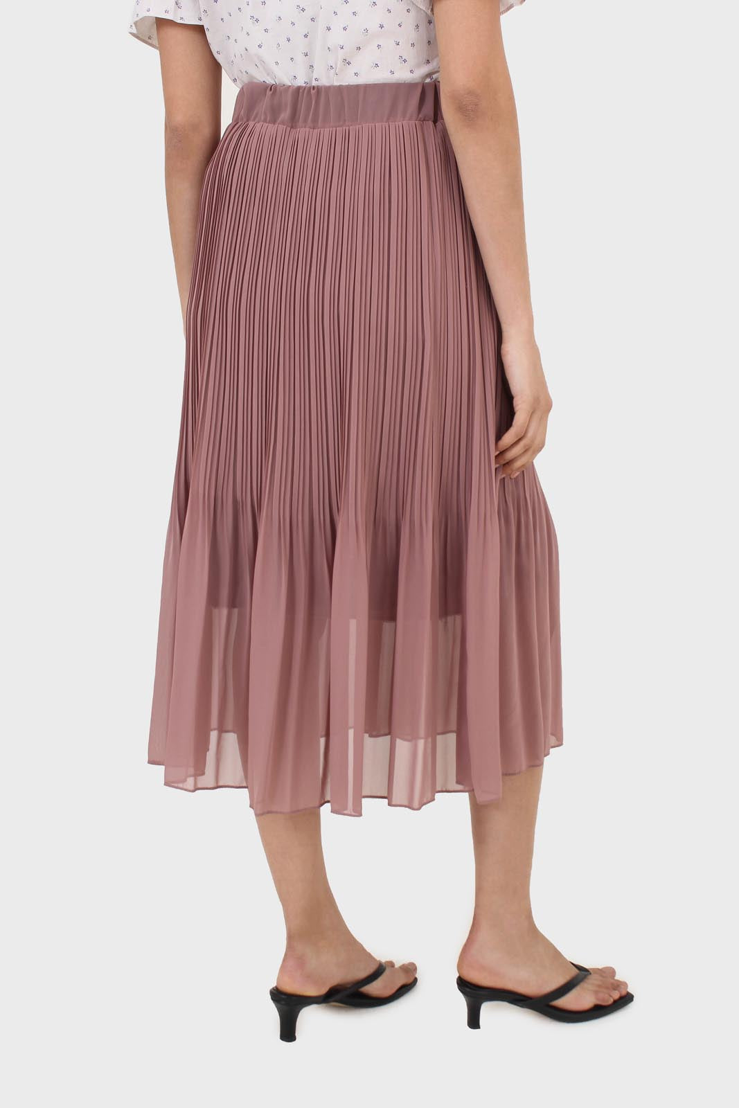 Dusty rose silky micro pleat maxi skirt_4