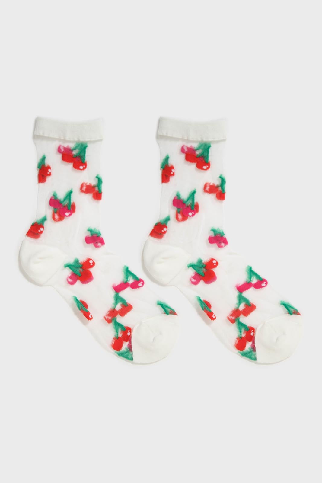 Red and pink cherry sheer socks_3