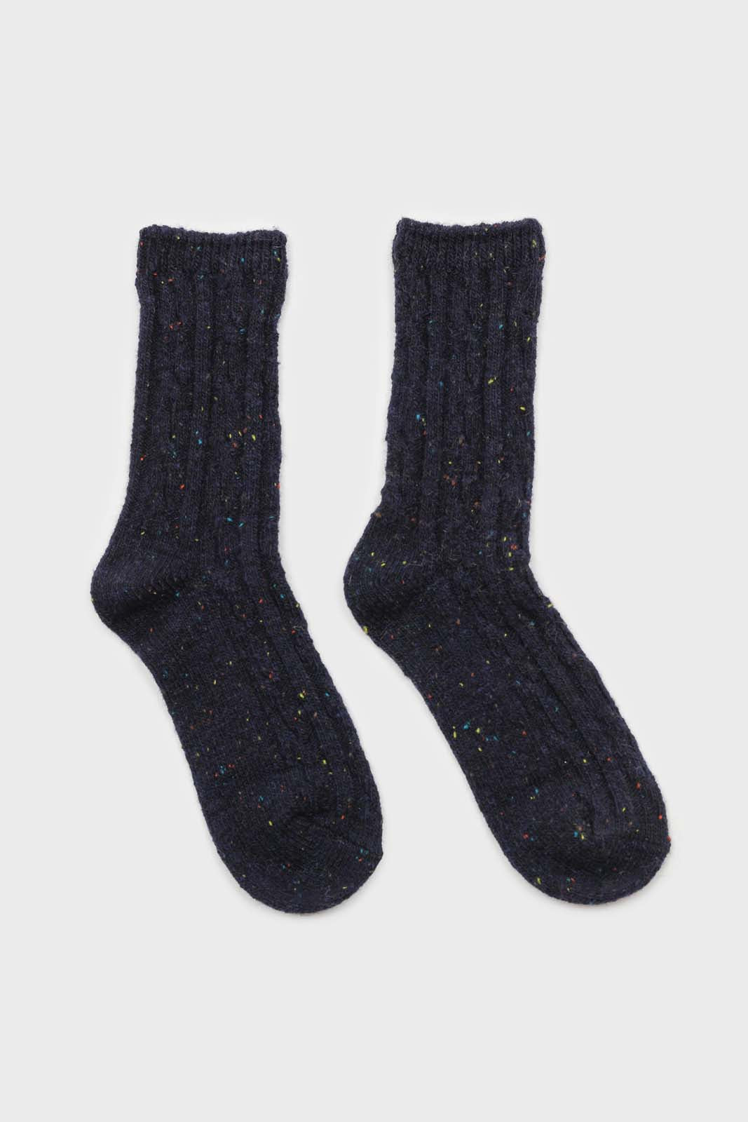 Dark blue rainbow fleck thick socks_3