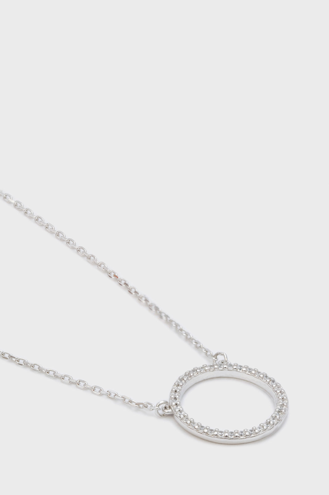 Charm necklace - Silver diamante circle pendant_1