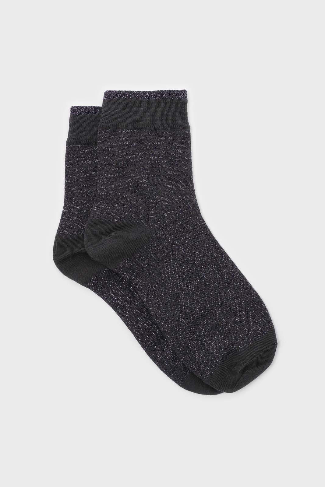 Purple metallic tiny stripe socks_1