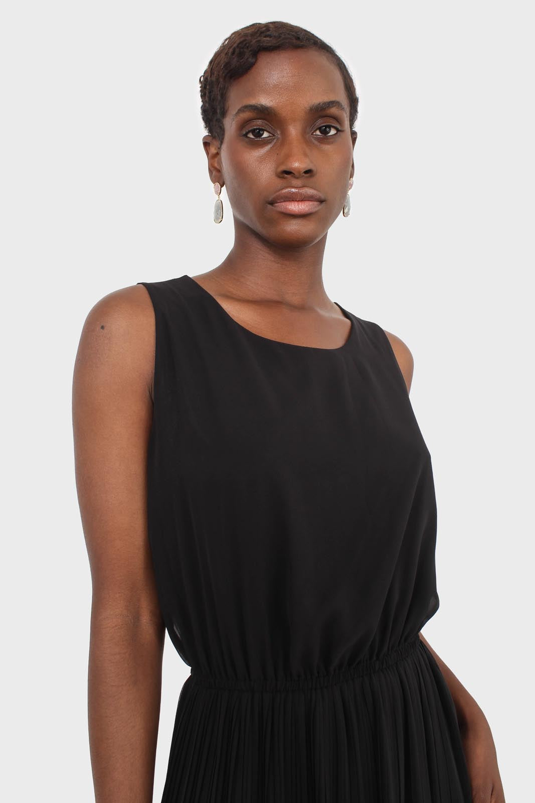 Black silky micro pleat maxi dress_6