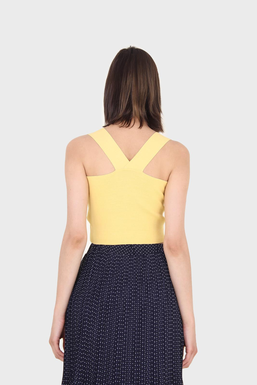 Mustard thick strap cross back knit tank_2