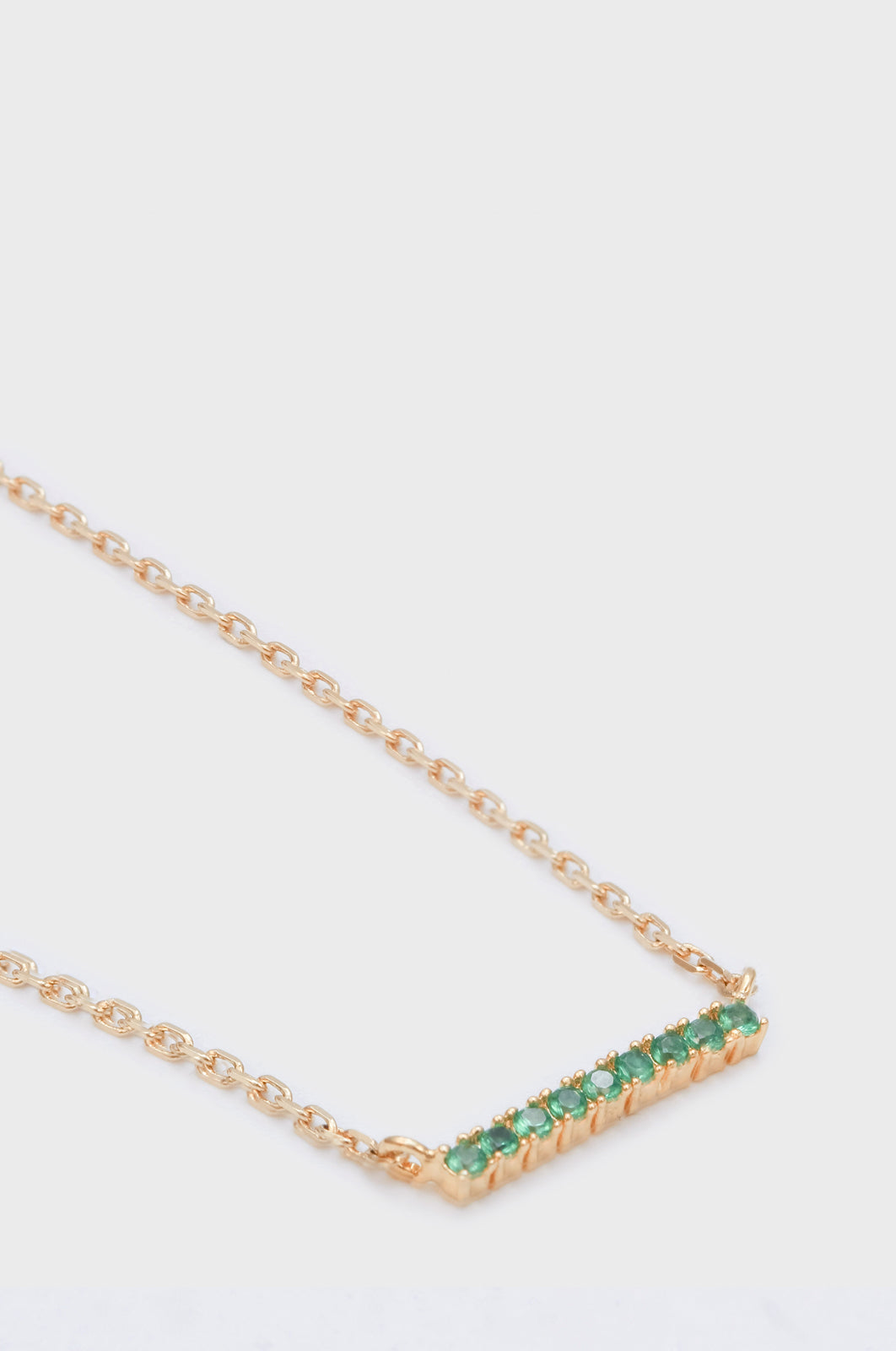 Gold charm necklace - Green diamante bar_1