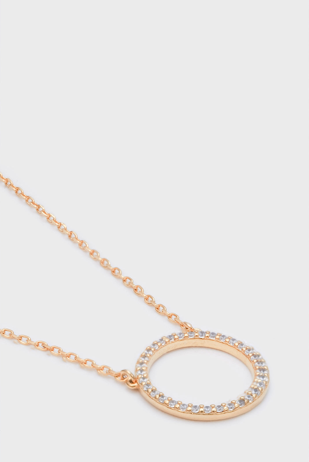 Charm necklace - Gold diamante circle pendant_1