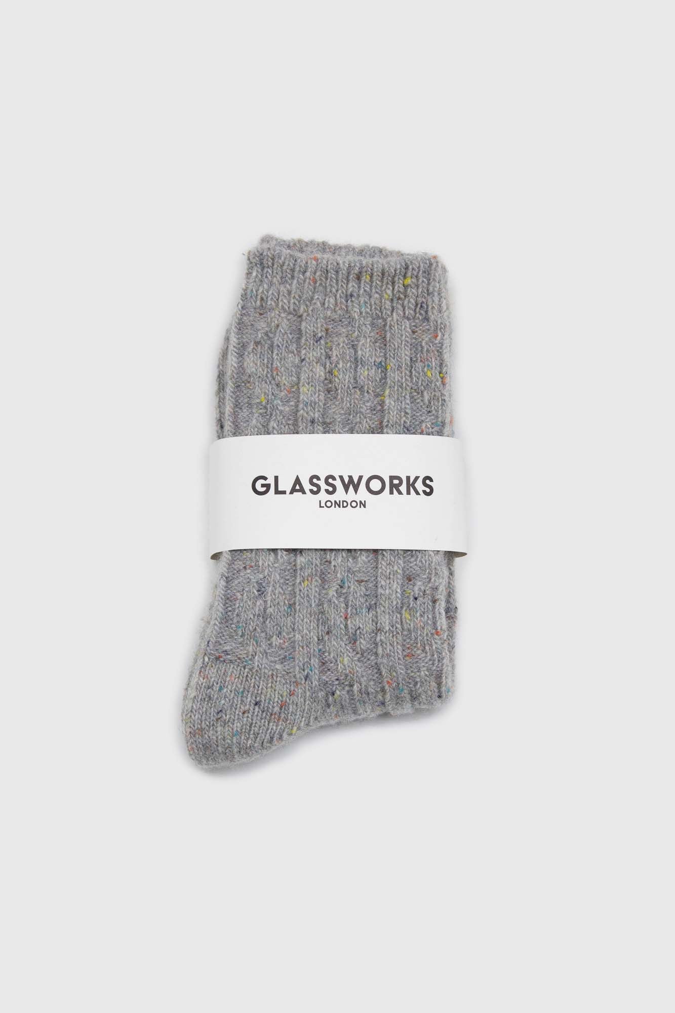 Pale grey rainbow fleck thick socks_3