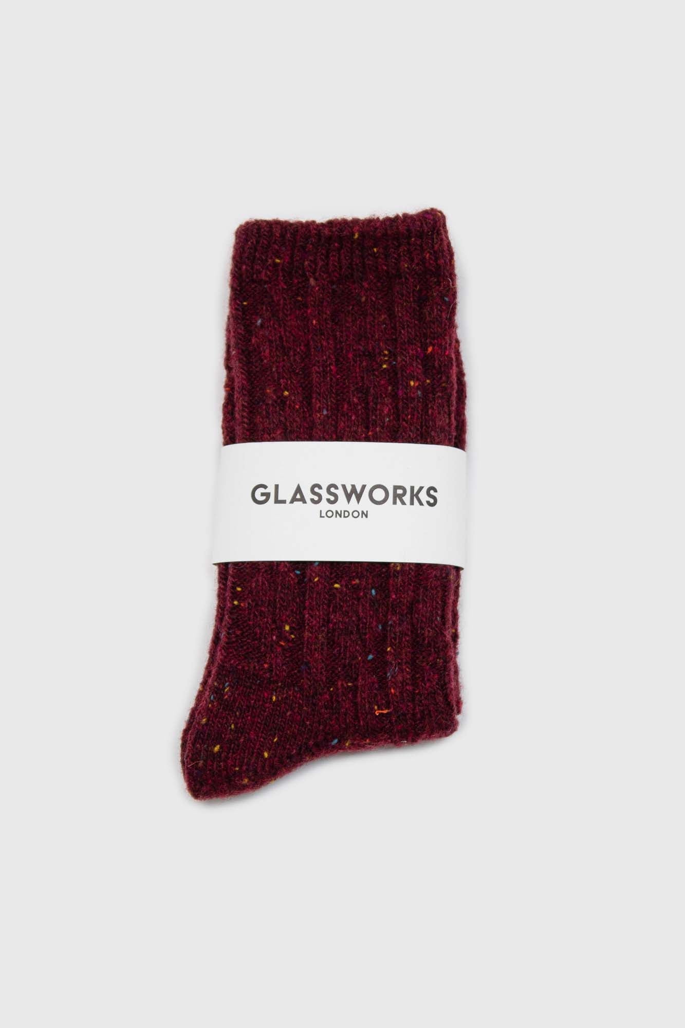 Burgundy rainbow fleck thick socks_3