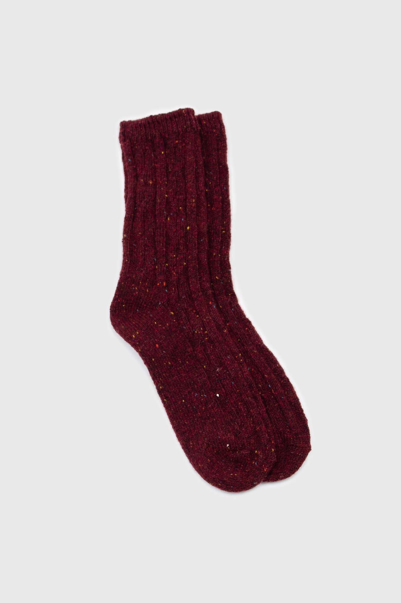 Burgundy rainbow fleck thick socks_1