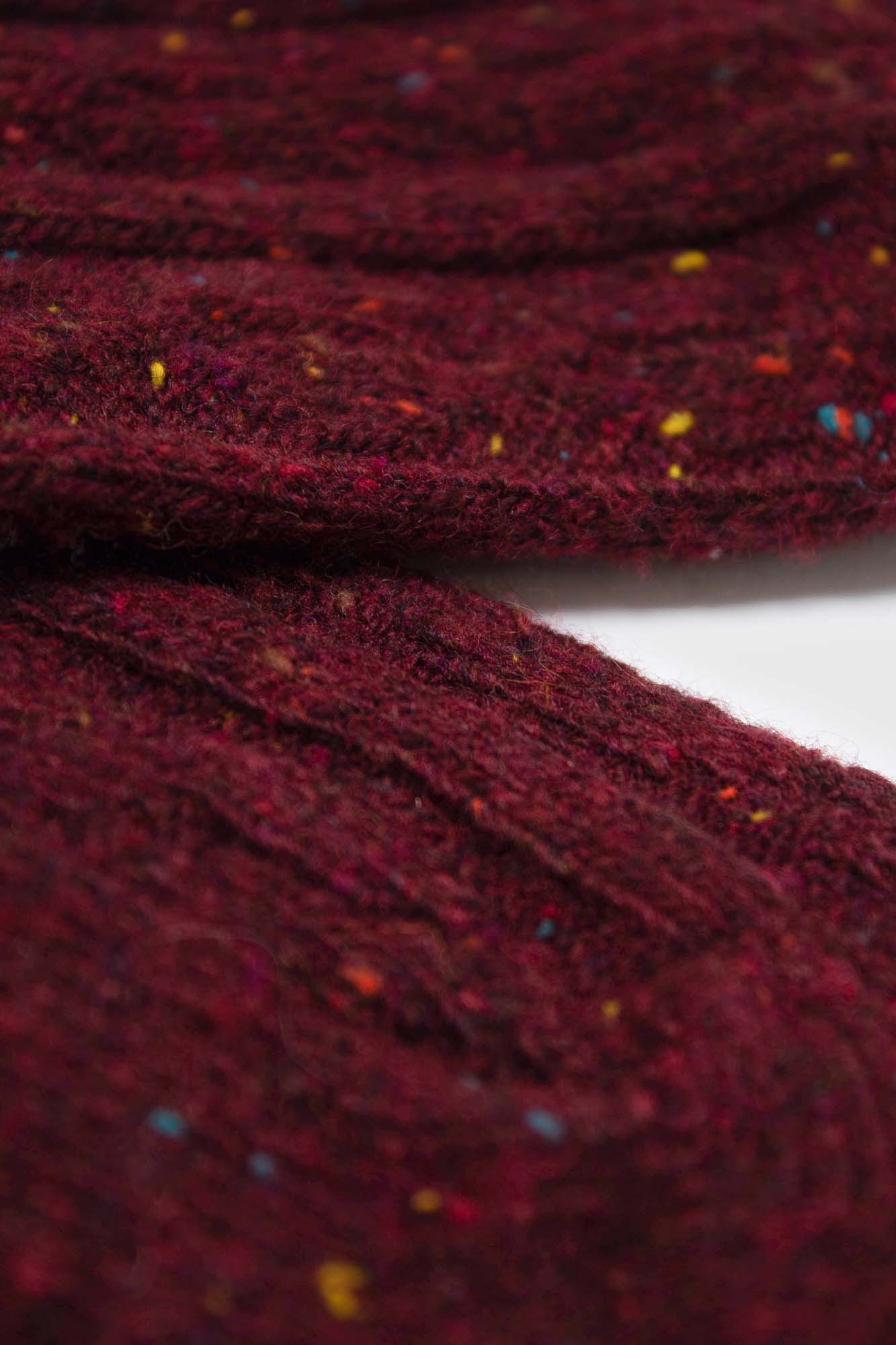 Burgundy rainbow fleck thick socks_2