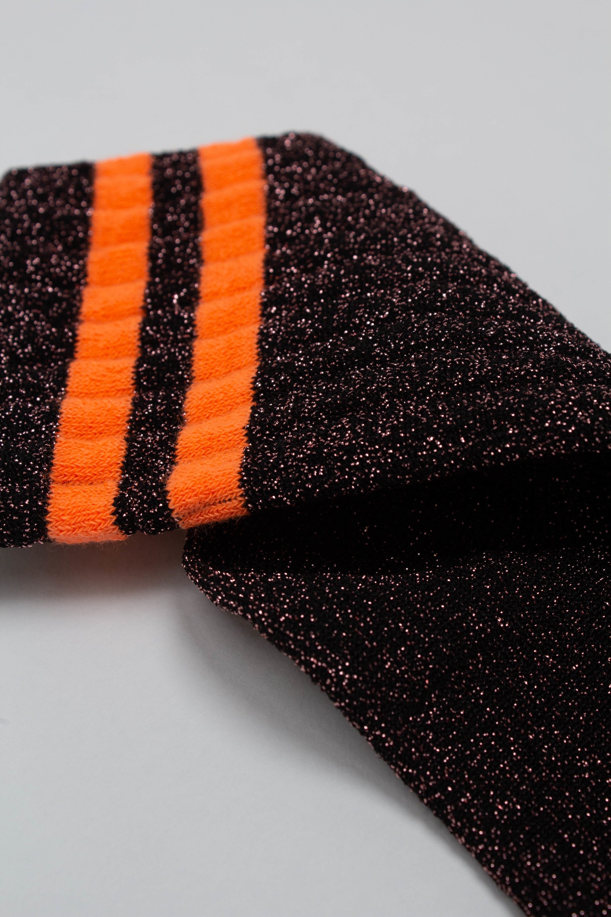 Pink metallic neon orange varsity stripe socks_2