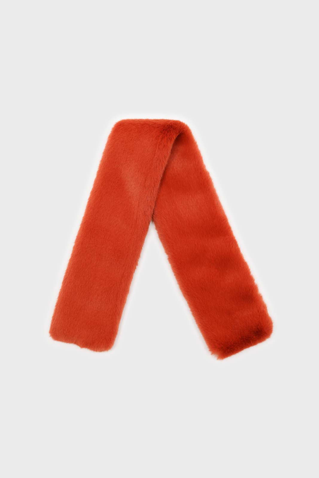 Rust orange thick faux fur tuck scarf_1