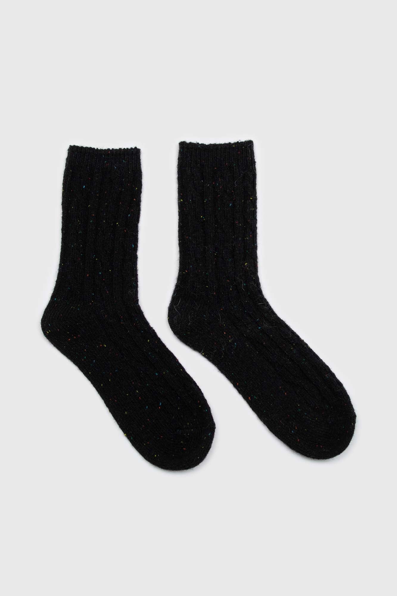 Black rainbow fleck thick socks_4