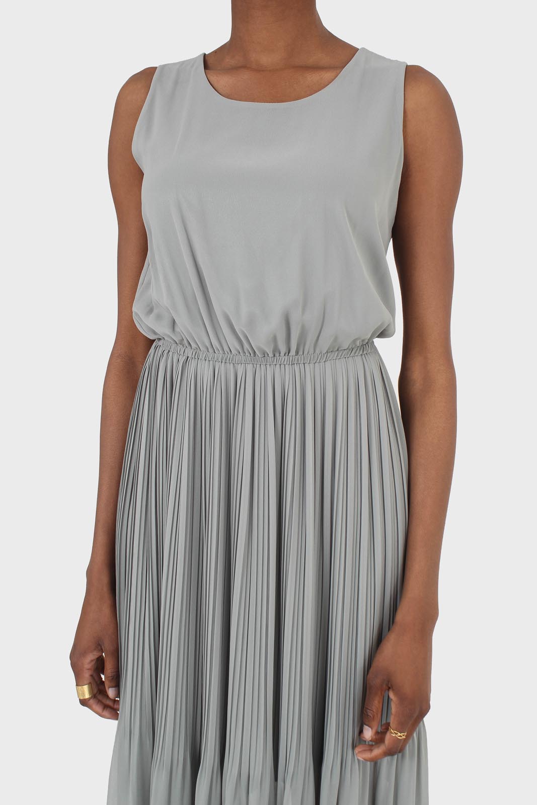 Mint silky micro pleat maxi dress_5