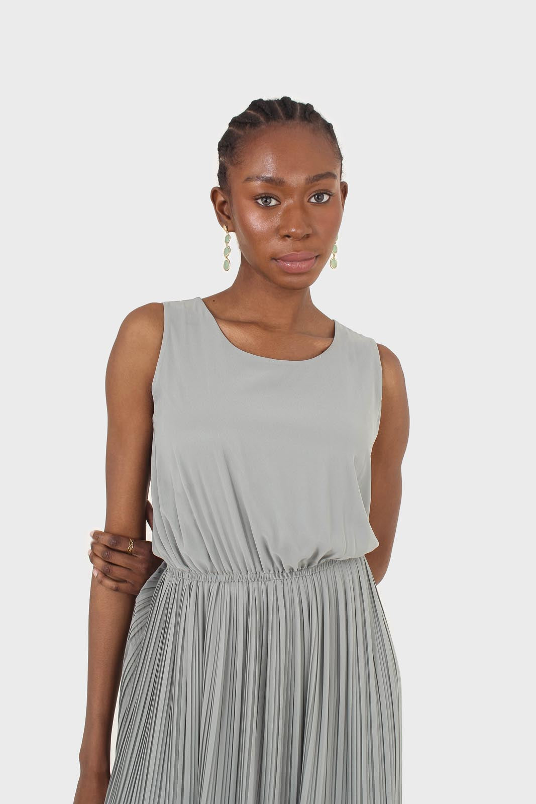 Mint silky micro pleat maxi dress_7