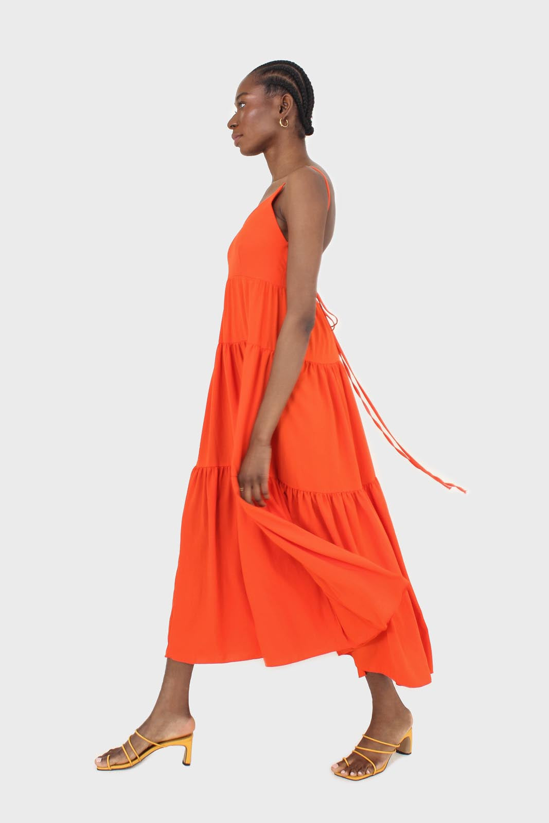 Red tiered tie back maxi dress_3