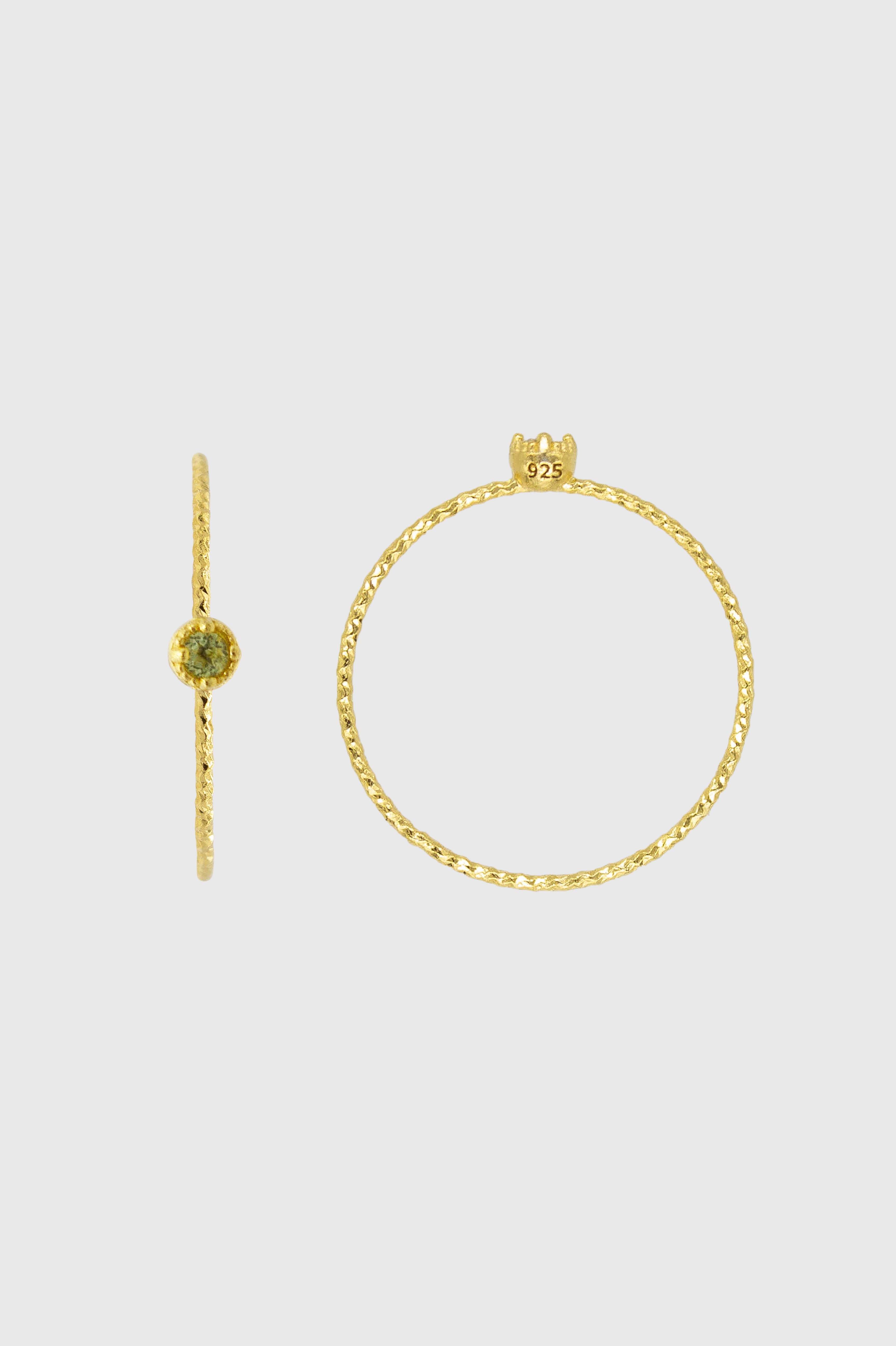 Gold genuine peridot birthstone ring / Aug - light green_1