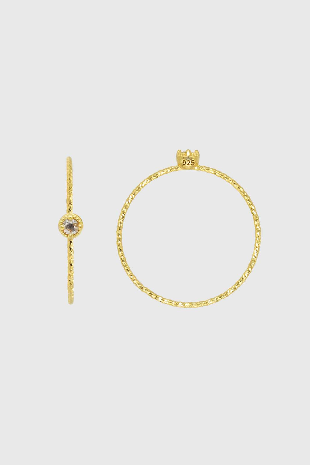 Gold genuine opal birthstone ring / Oct - iridescent ivory_1