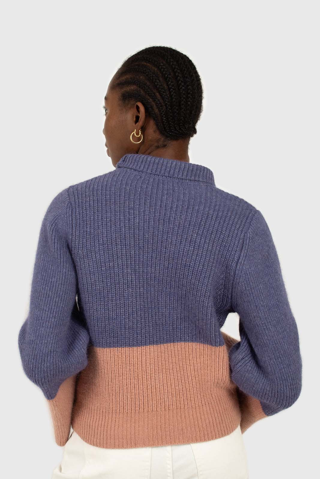 Blue and pink colorblock mock neck angora jumper_3