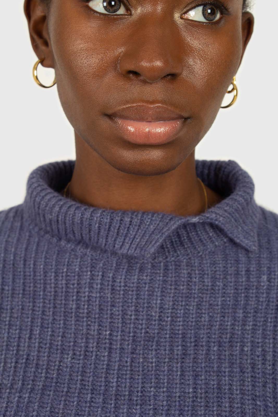 Blue and pink colorblock mock neck angora jumper_4