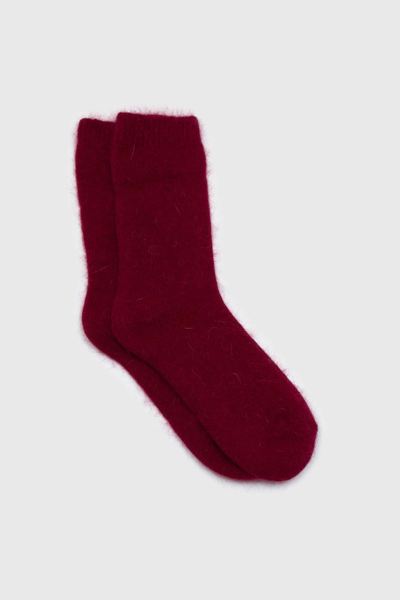 Burgundy angora smooth socks_1