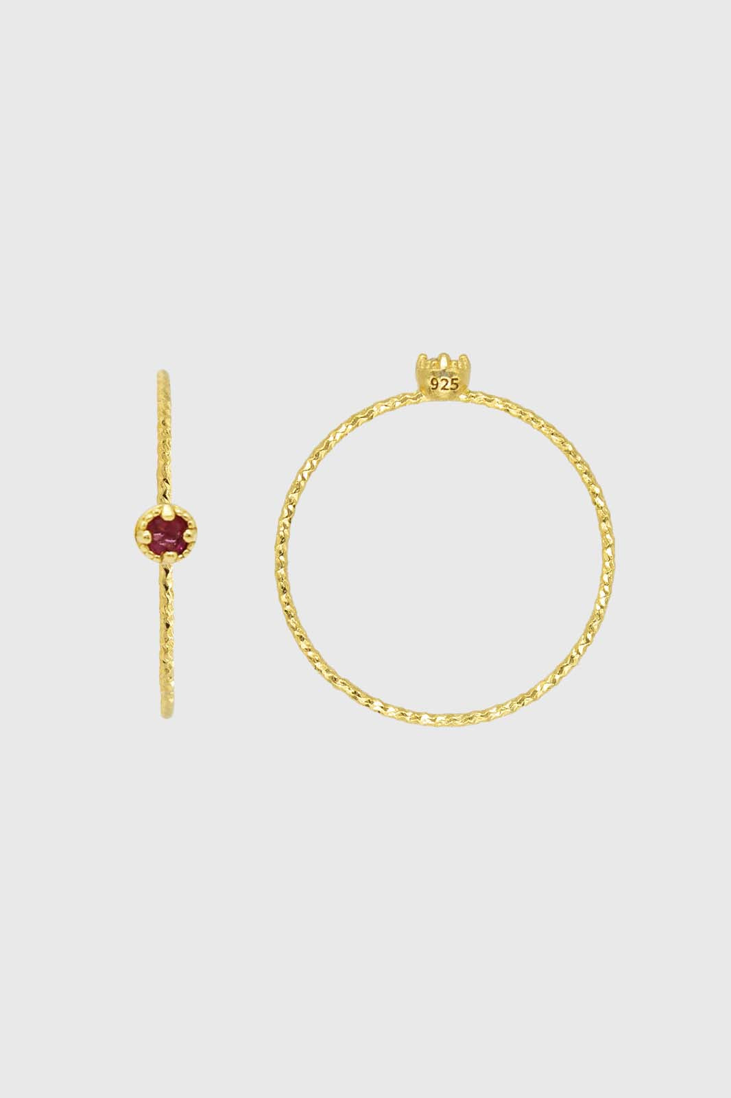 Gold ruby birthstone ring / Jul - red_2