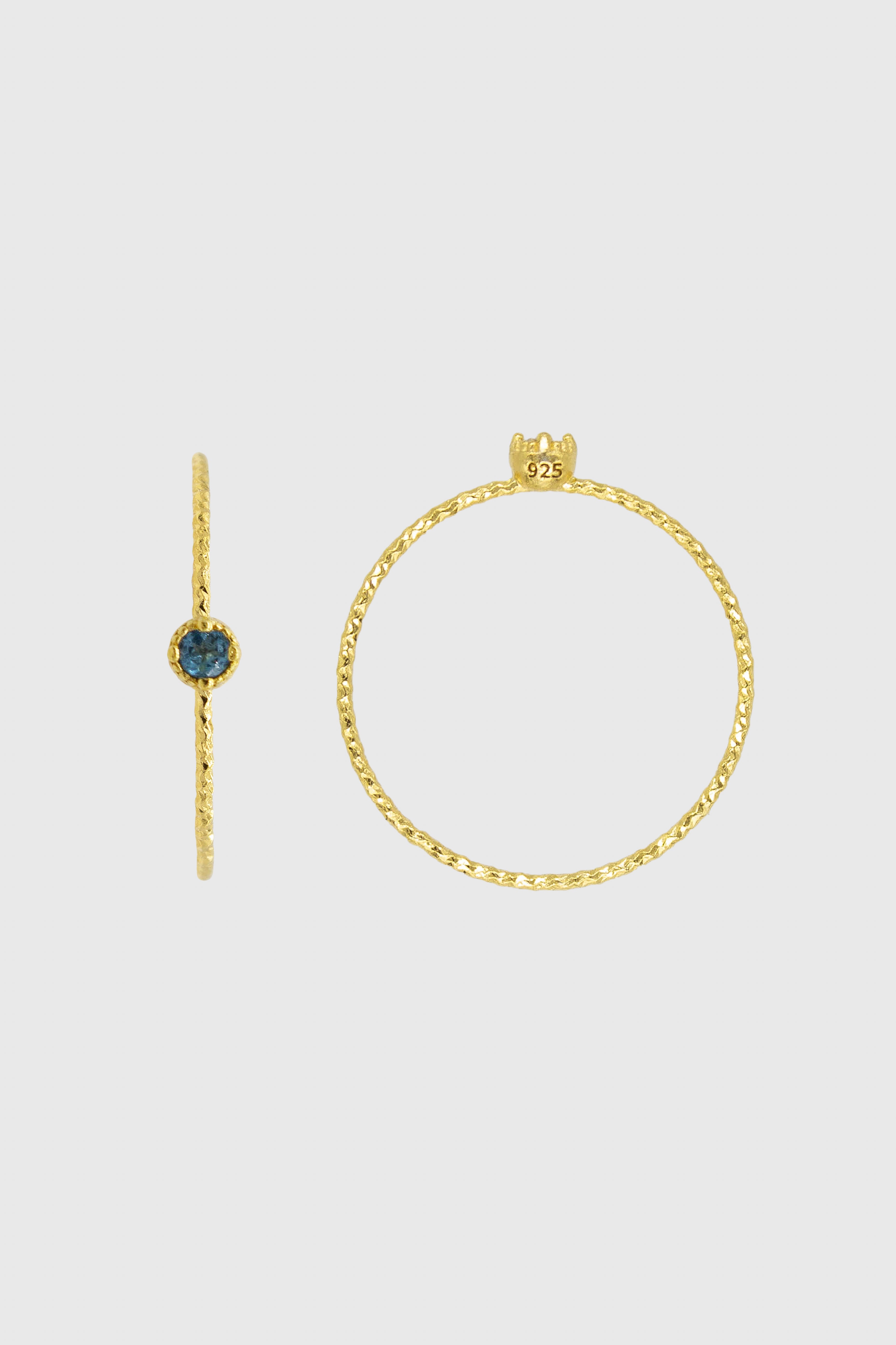 Gold genuine topaz birthstone ring / Nov - mid blue_2