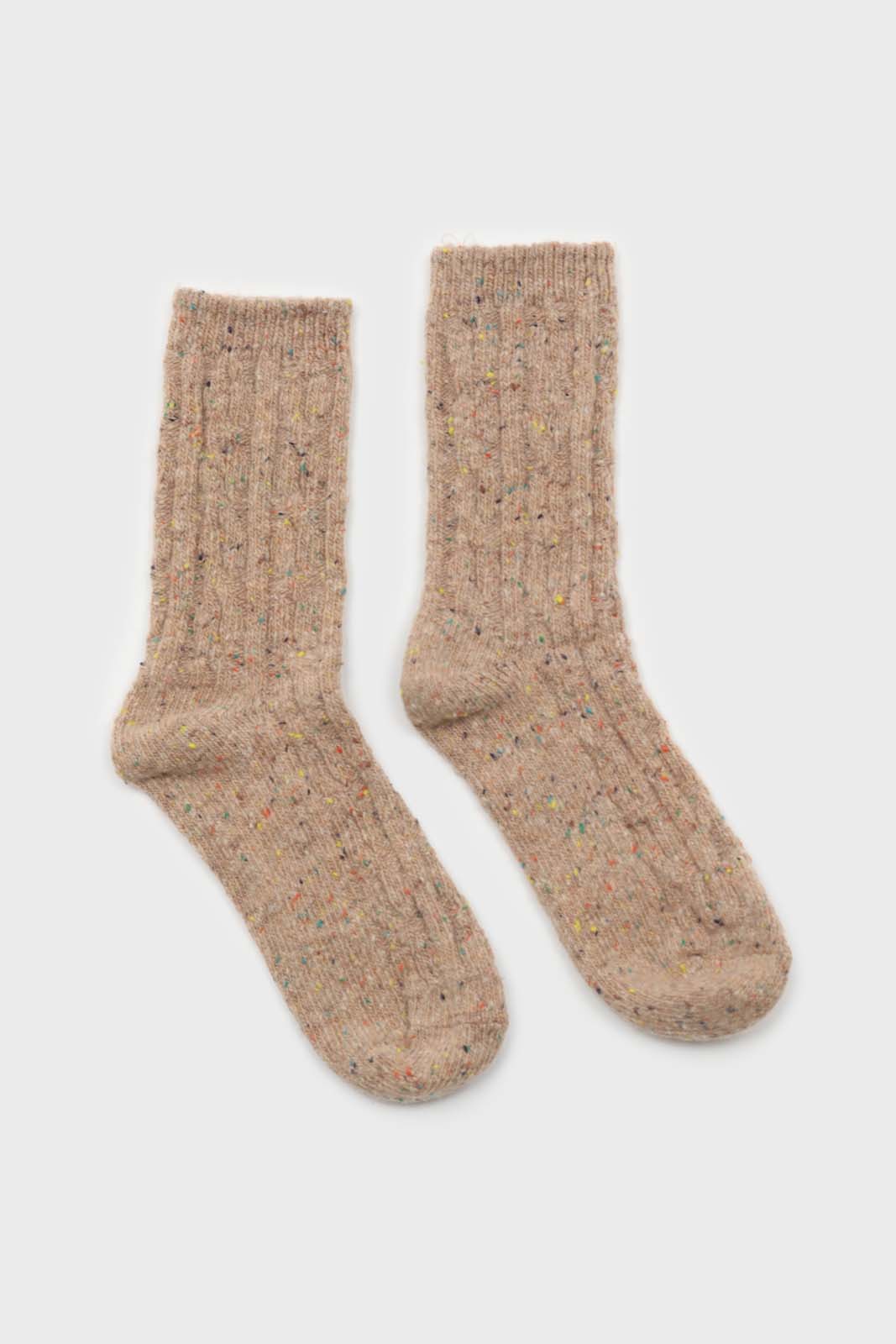 Beige rainbow fleck thick socks_4